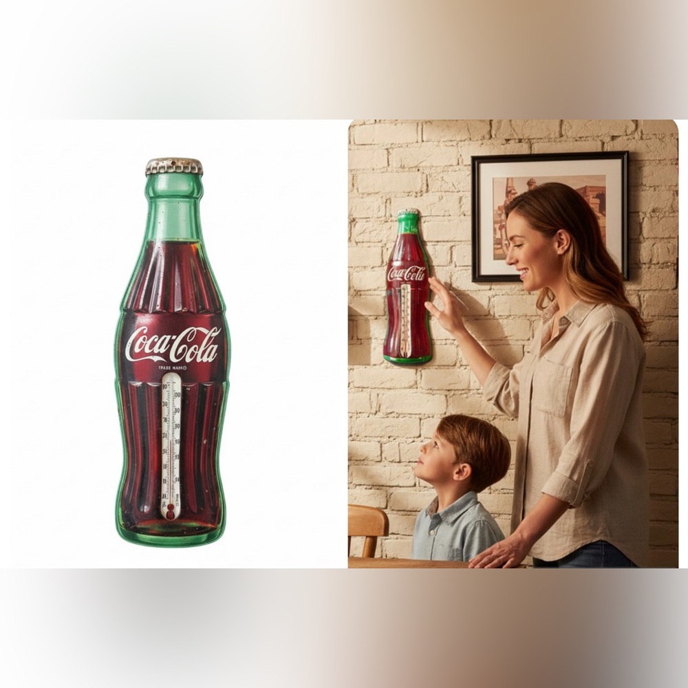 Vintage Coca Cola Mid Century Thermometer Wall Decor